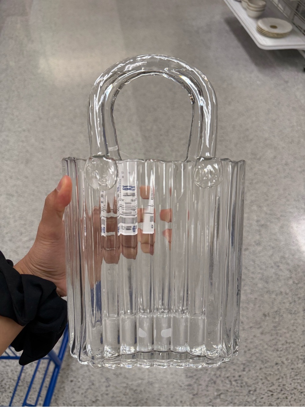 Clear Ribbed Glass Flower Vase Bag - Transparent - Picture 2 of 2